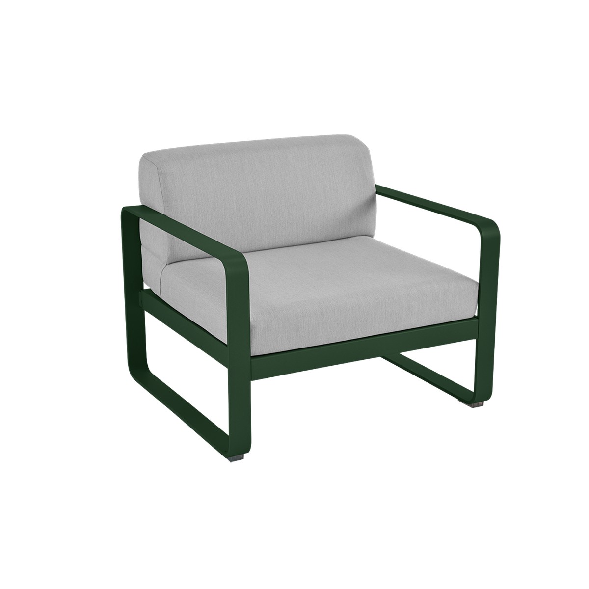 Fermob Bellevie Fauteuil club Bellevie avec Coussin Gris flanelle inclus Vert sapin L 85x l 75xH56cm