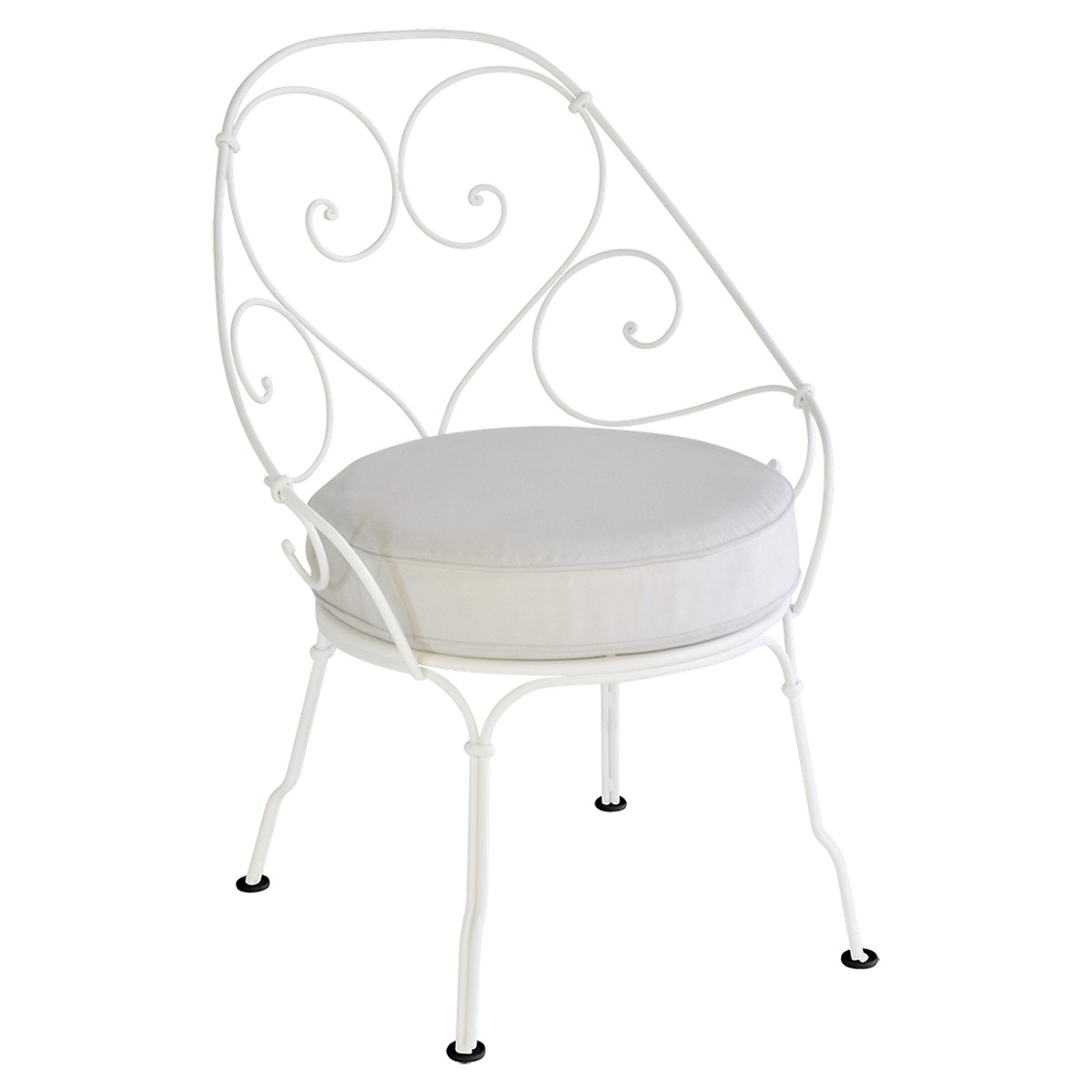 Fermob 1900 Fauteuil Cabriolet 1900 avec Coussin 81-Blanc grisé inclus Blanc 59.9x42x82.5cm