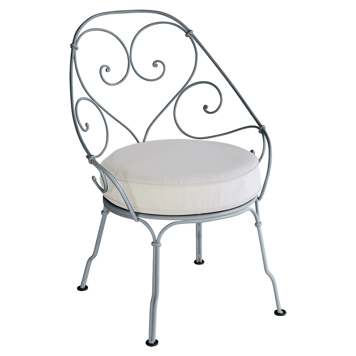 Fermob 1900 Fauteuil Cabriolet 1900 avec Coussin 81-Blanc grisé inclus Gris fumée 59.9x42x82.5cm