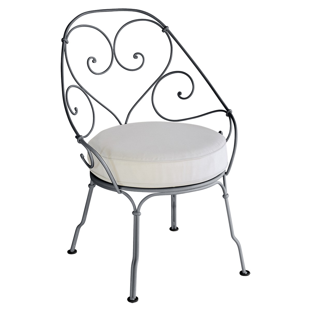 Fermob 1900 Fauteuil Cabriolet 1900 avec Coussin 81-Blanc grisé inclus Noir de carbone 59.9x42x82.5cm