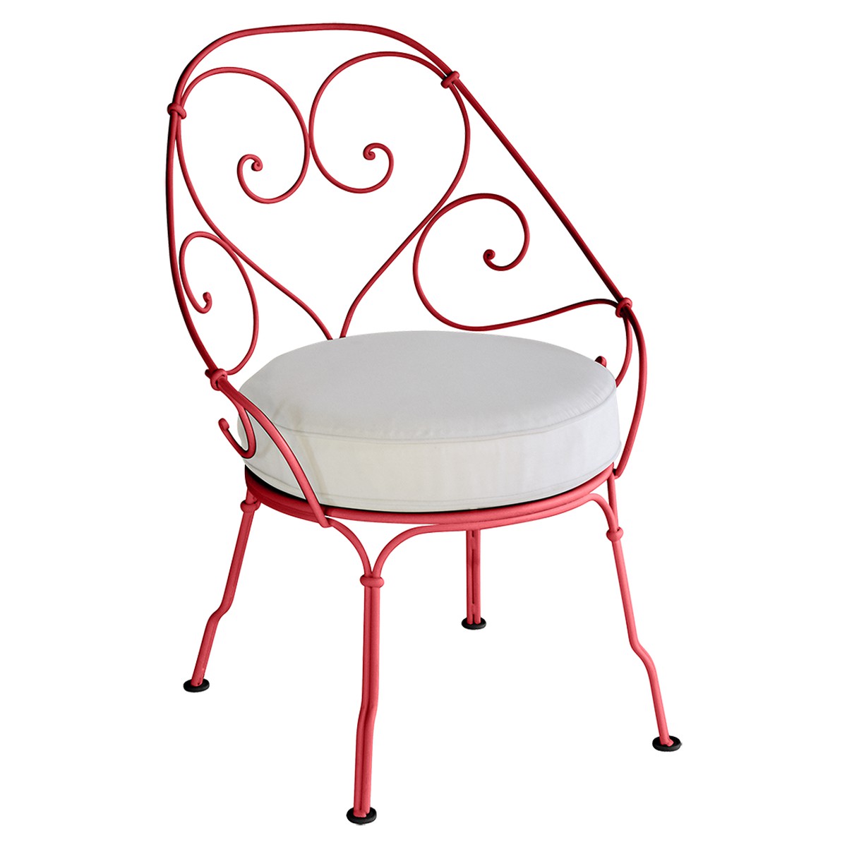 Fermob 1900 Fauteuil Cabriolet 1900 avec Coussin 81-Blanc grisé inclus Rouge cerise 59.9x42x82.5cm