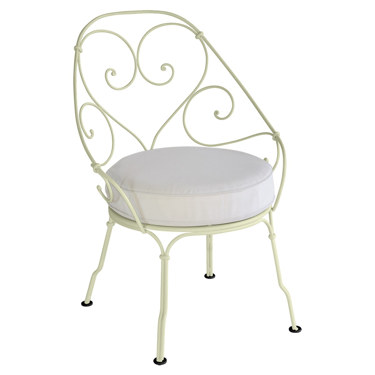 Fermob 1900 Fauteuil Cabriolet 1900 avec Coussin 81-Blanc grisé inclus Vert tilleul 59.9x42x82.5cm