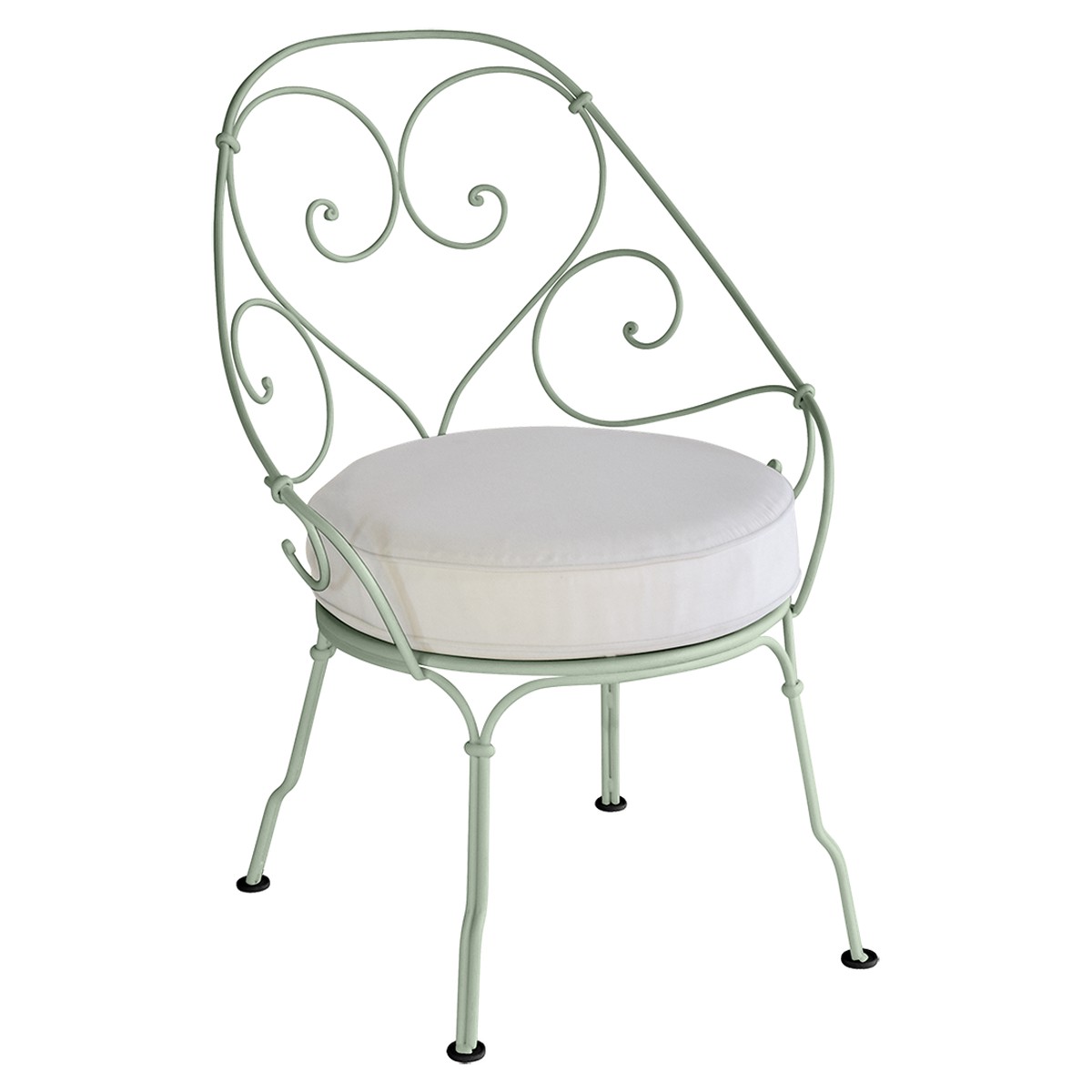 Fermob 1900 Fauteuil Cabriolet 1900 avec Coussin 81-Blanc grisé inclus Vert pistache 59.9x42x82.5cm