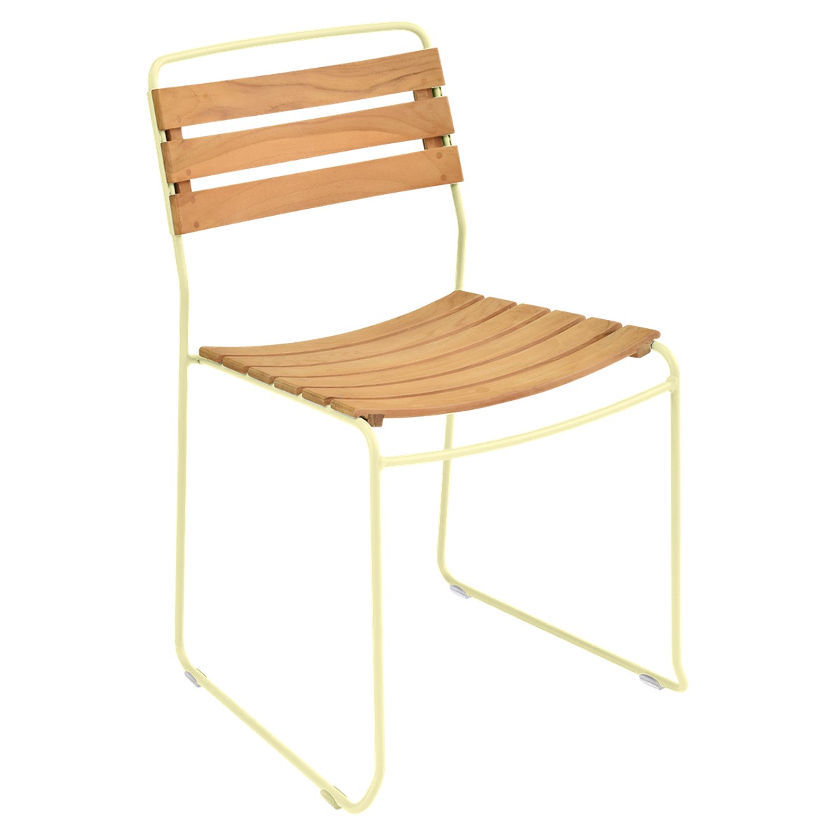 Fermob Suprising Chaise Surprising Teak Jaune beurre frais L 50 x l 49 x H81cm