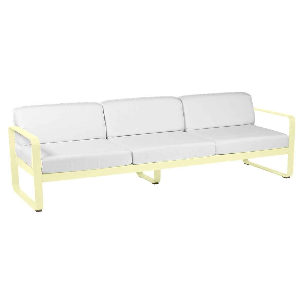 Fermob Bellevie Canapé Bellevie 3 places avec Coussin Blanc grisé inclus Jaune beurre frais L 235x l 75x H56cm