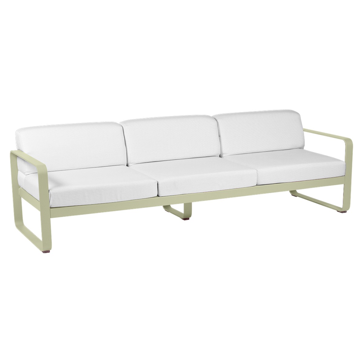 Fermob Bellevie Canapé Bellevie 3 places avec Coussin Blanc grisé inclus Vert tilleul L 235x l 75x H56cm