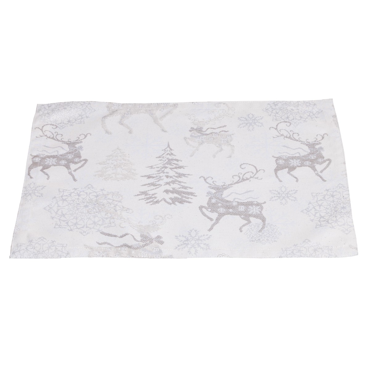 Schilliger Design Christmas Deer Set de table Christmas Deer Lurex Blanc écru 35x45cm