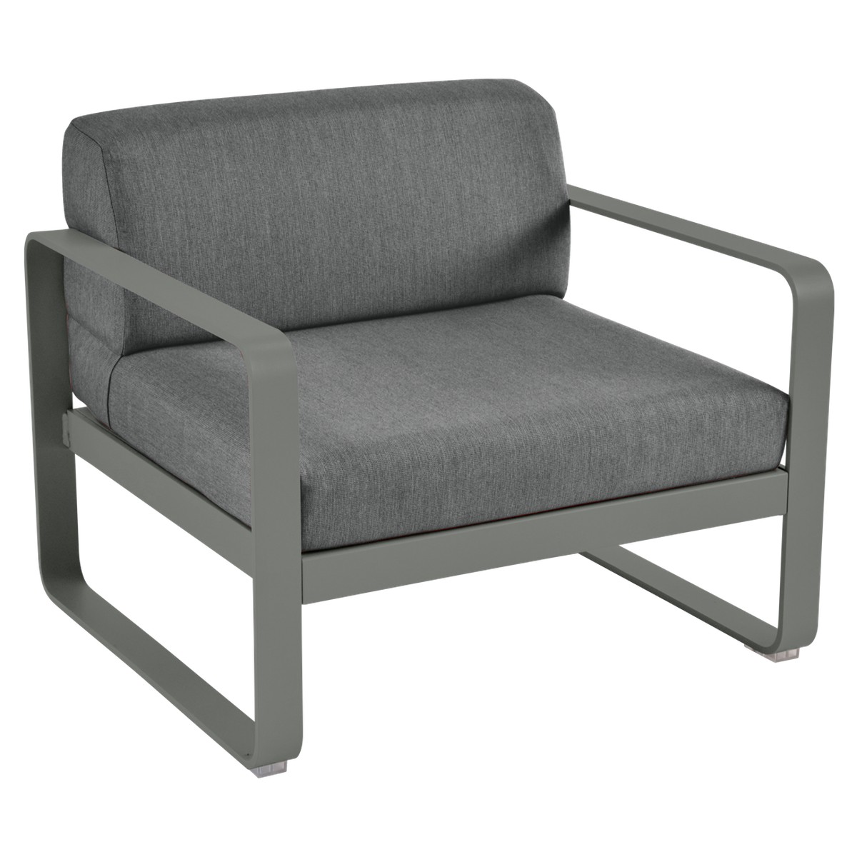 Fermob Bellevie Fauteuil club Bellevie avec Coussin Gris Graphite inclus Vert de gris L 85x l 75x H56cm