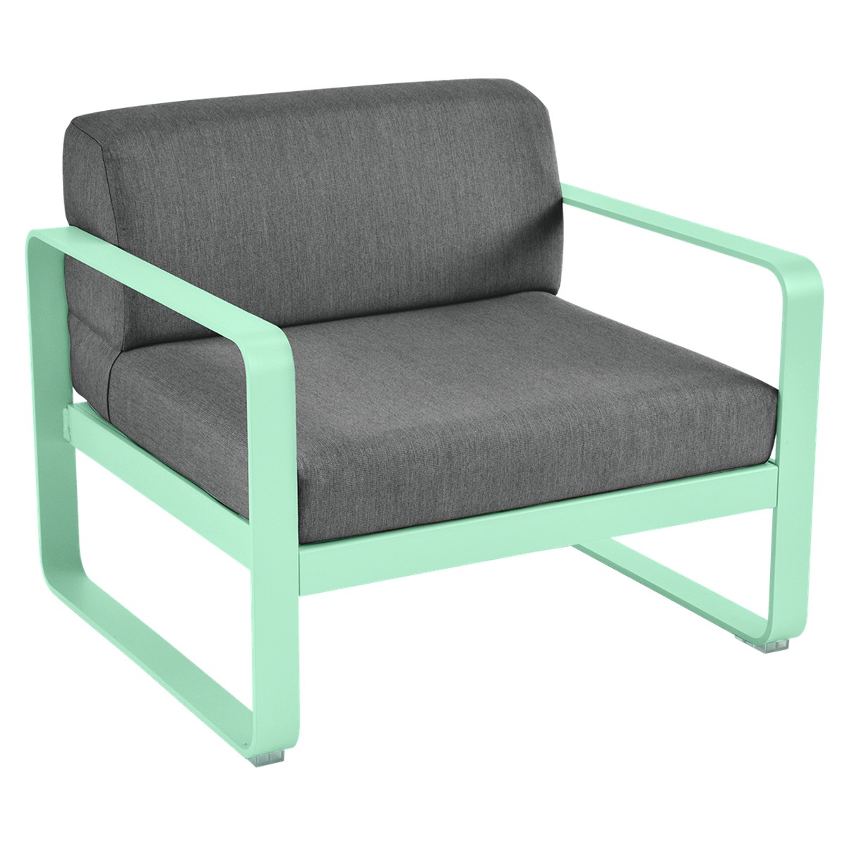 Fermob Bellevie Fauteuil club Bellevie avec Coussin Gris Graphite inclus Vert menthe à l'eau L 85x l 75x H56cm