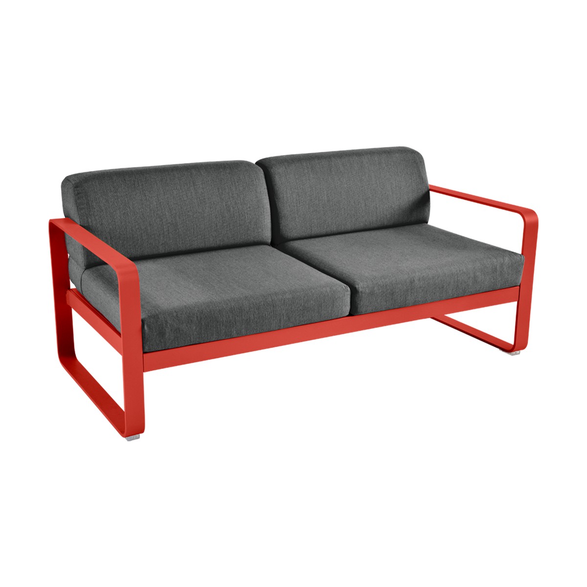 Fermob Bellevie Canapé Bellevie 2 places avec Coussin Gris Graphite inclus Rouge saumon L 160x l 75x H56cm