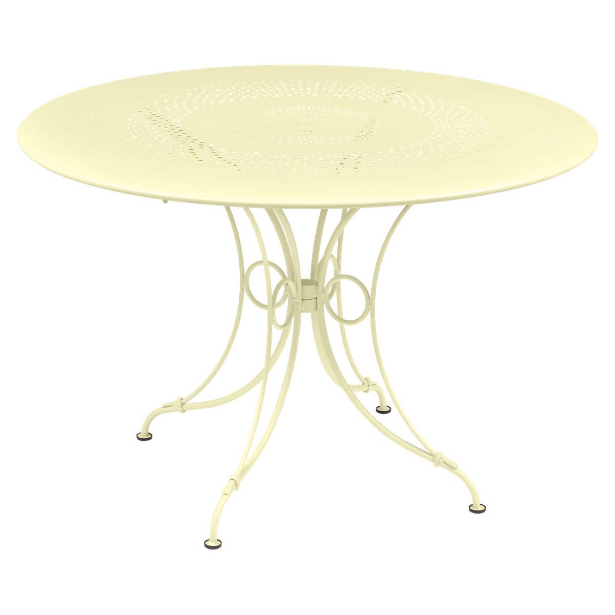 Fermob 1900 Table 1900 TP Jaune beurre frais L 117 x l 117 x H74cm Diam : 117