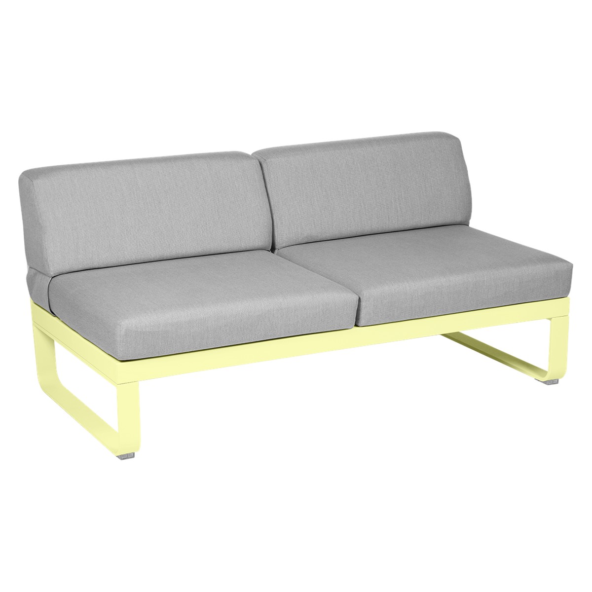 Fermob Bellevie Module central 2 places   bellevie Jaune beurre frais L75xP148xH71cm