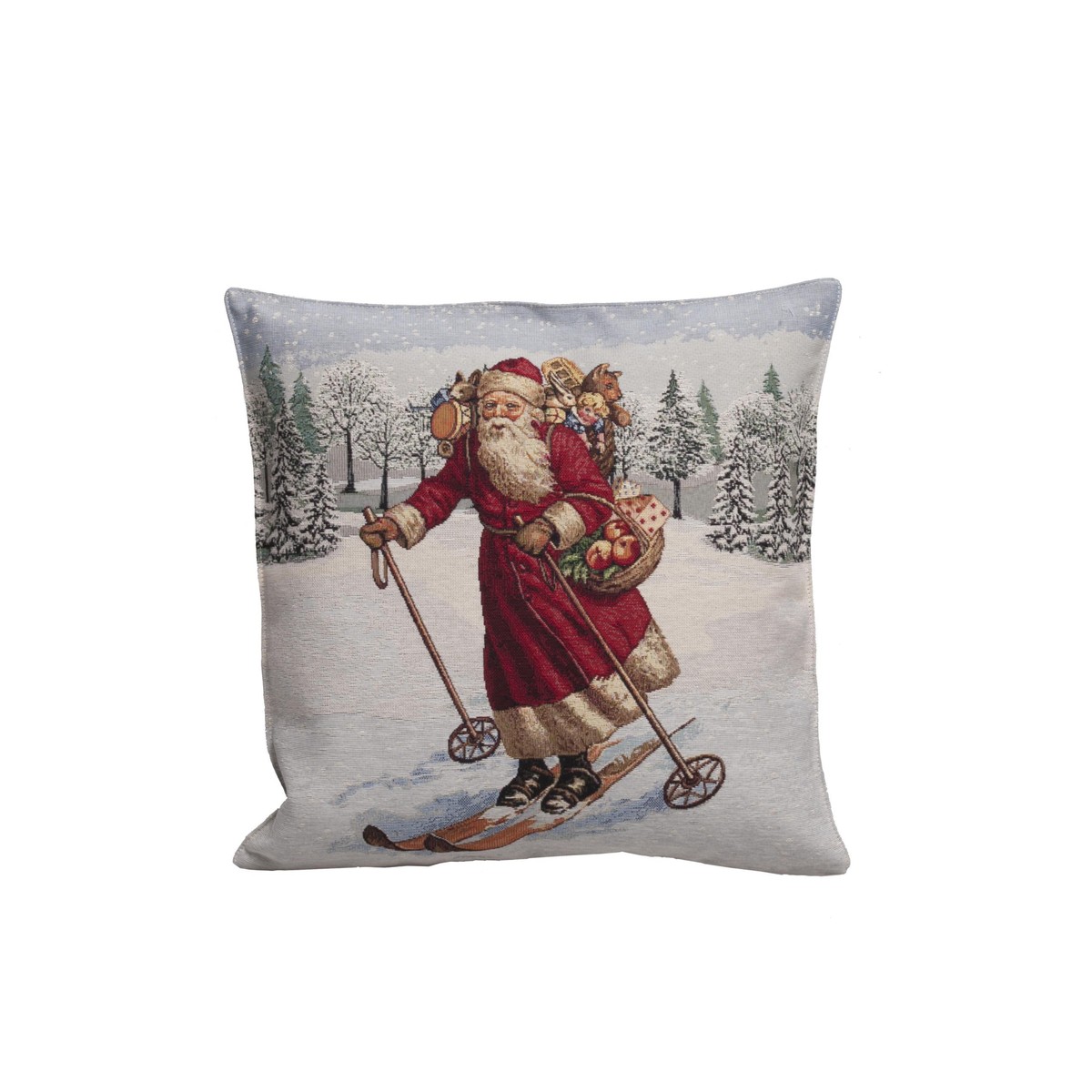 Schilliger Design Père Noël à ski Housse de coussin Père Noël à ski  45x45cm