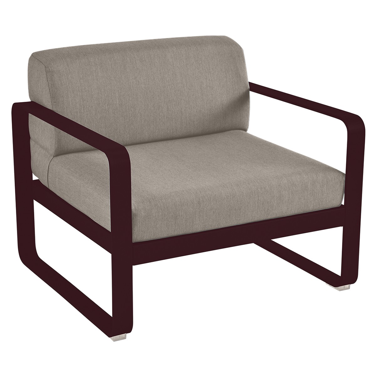 Fermob Bellevie Fauteuil club Bellevie avec Coussin B8 taupe grisé inclus Rouge lie de vin L 85x l 75x H56cm