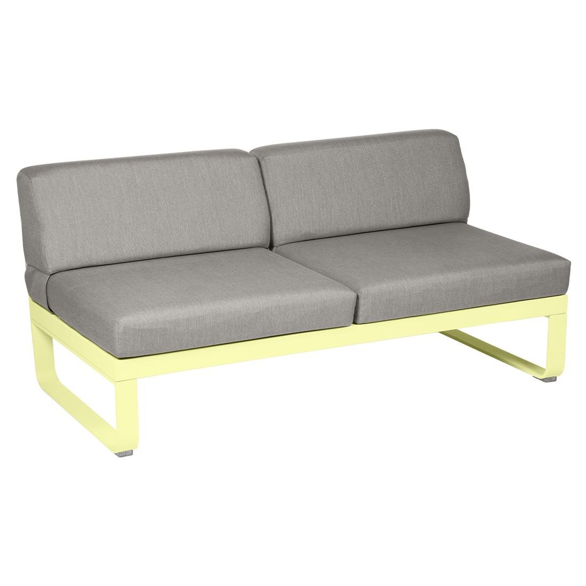 Fermob Bellevie Module central 2 places   bellevie Jaune beurre frais L75xP148xH71cm