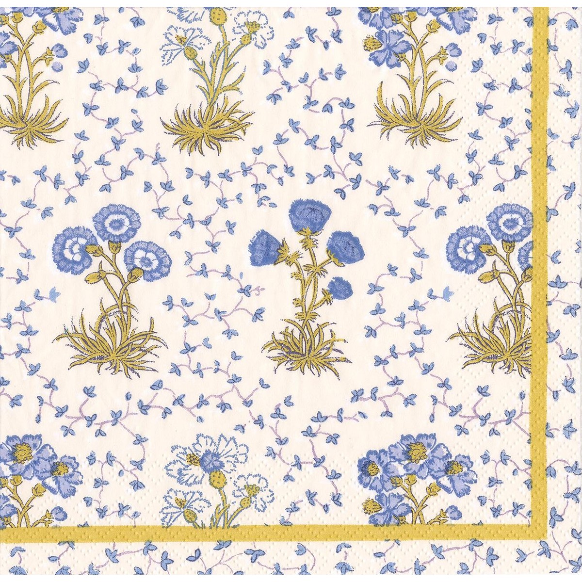 Caspari  Serviette Lunch Blue Semis de fleurs Bleu lavande 33x33cm