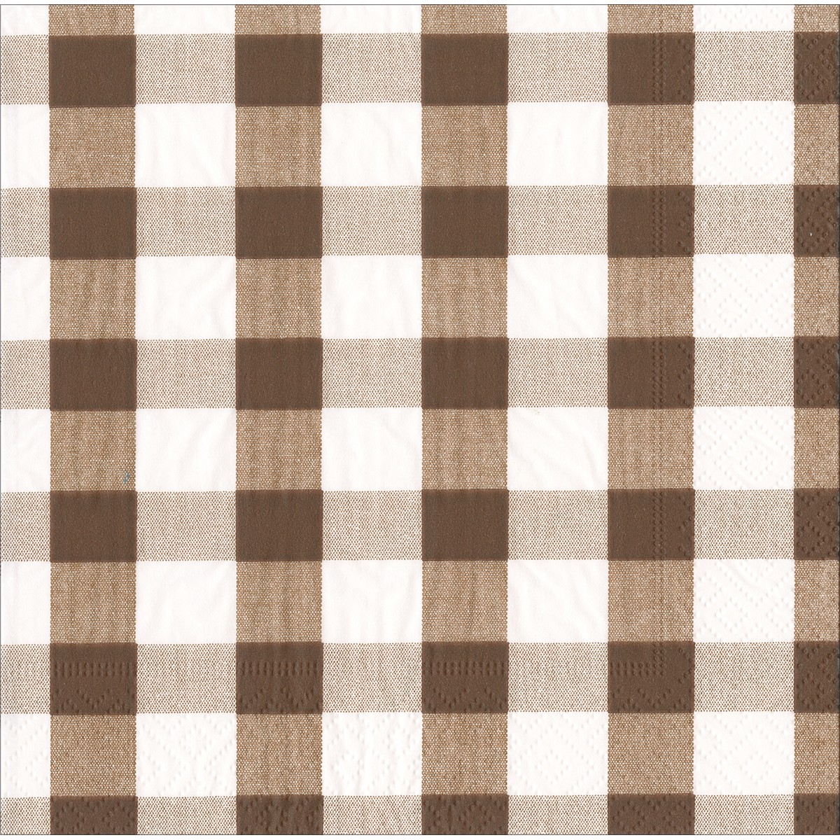 Caspari  Serviettes Cocktail Gingham 17074C Brun chocolat 25x25cm