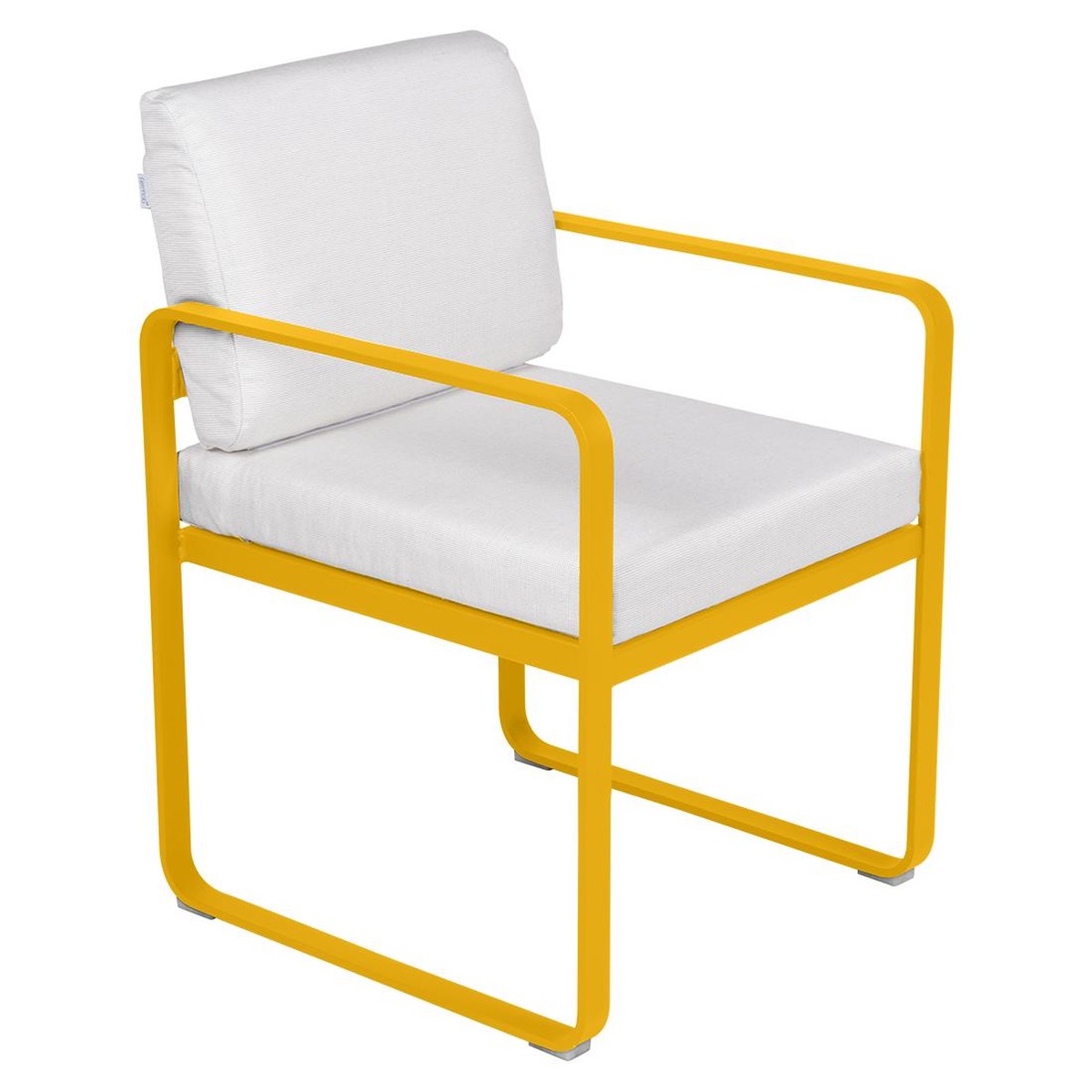 Fermob Luxembourg Fauteuil de repas Bellevie avec coussin Jaune miel L 57 x l 65 x H88cm