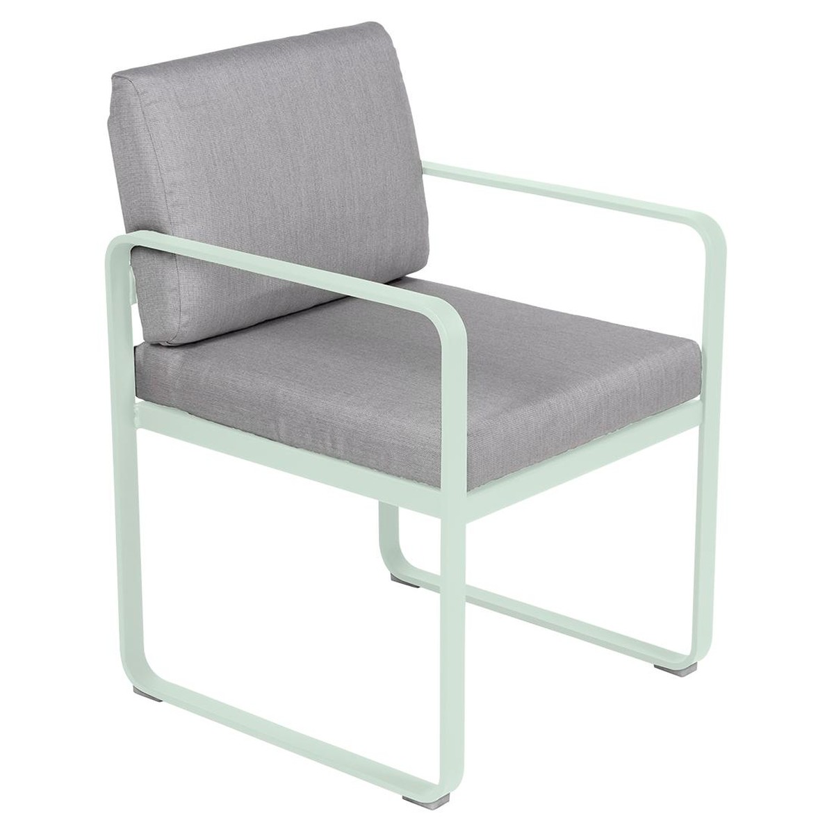 Fermob Luxembourg Fauteuil de repas Bellevie avec coussin Bleu cyan clair L 57 x l 65 x H88cm