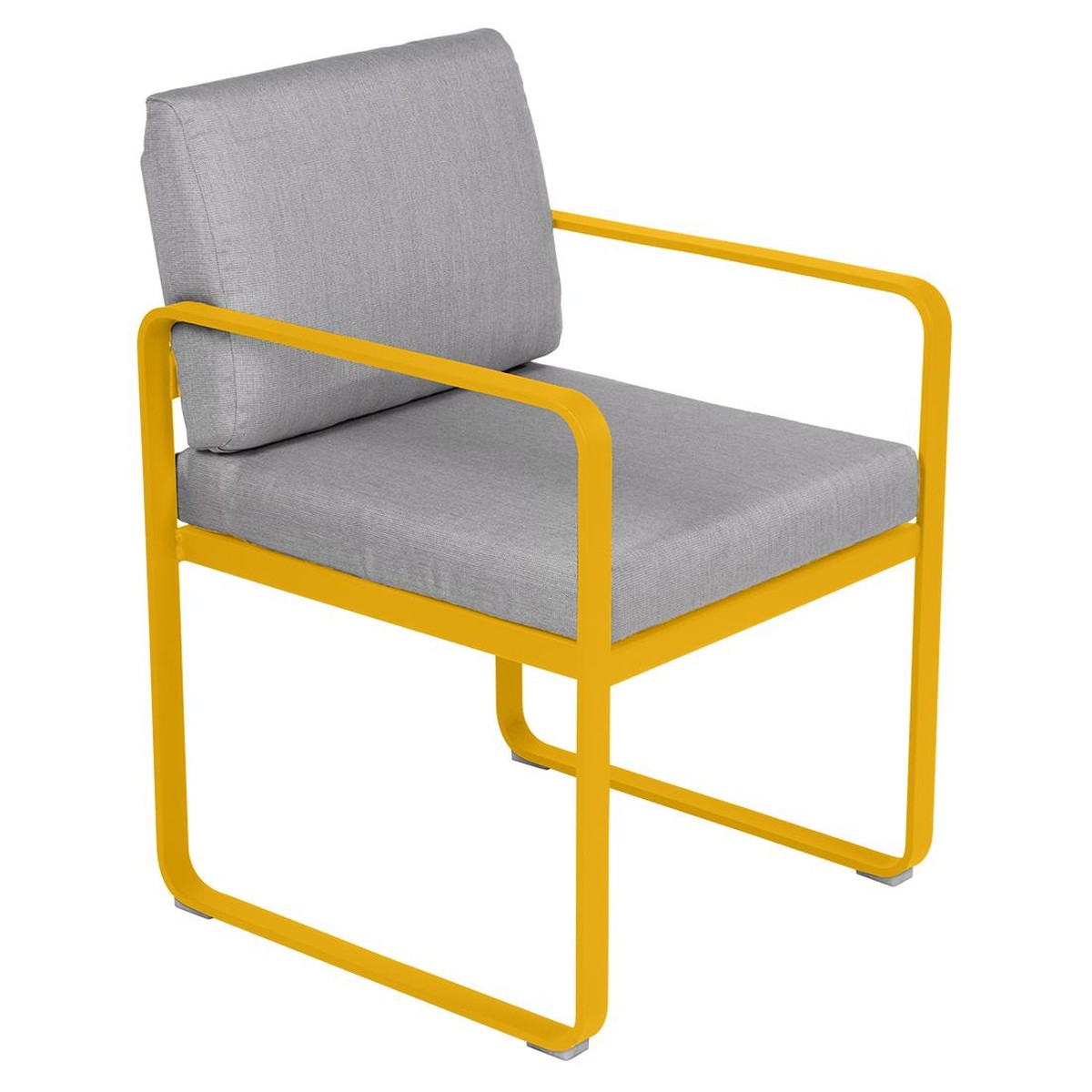 Fermob Luxembourg Fauteuil de repas Bellevie avec coussin Jaune miel L 57 x l 65 x H88cm