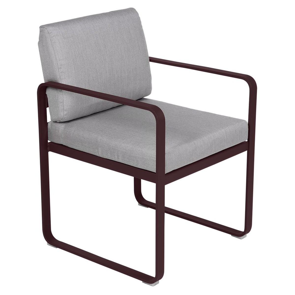 Fermob Luxembourg Fauteuil de repas Bellevie avec coussin Rouge lie de vin L 57 x l 65 x H88cm