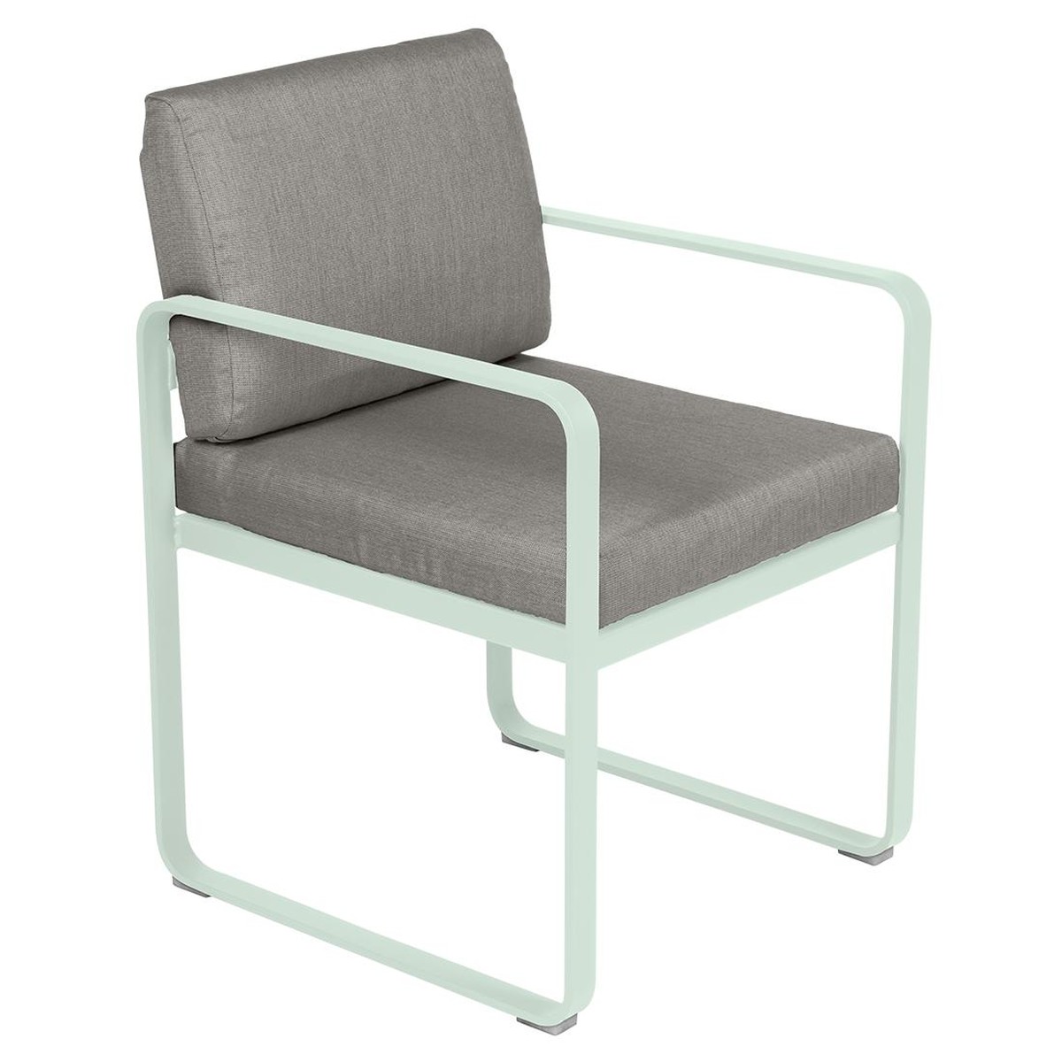 Fermob Luxembourg Fauteuil de repas Bellevie avec coussin Bleu cyan clair L 57 x l 65 x H88cm