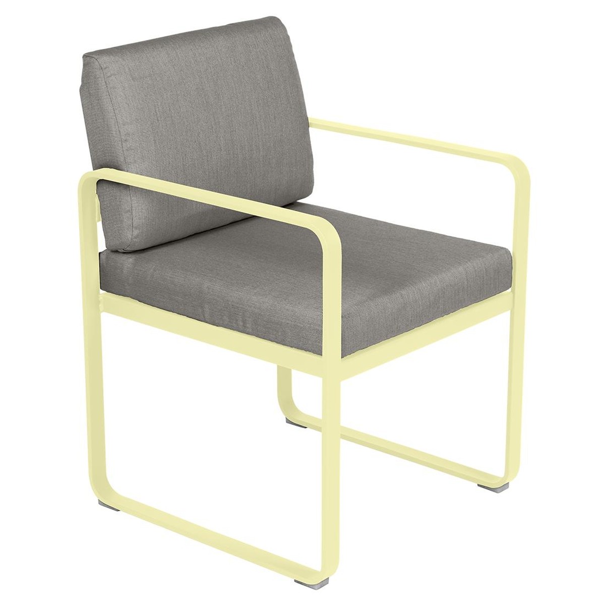 Fermob Luxembourg Fauteuil de repas Bellevie avec coussin Jaune beurre frais L 57 x l 65 x H88cm