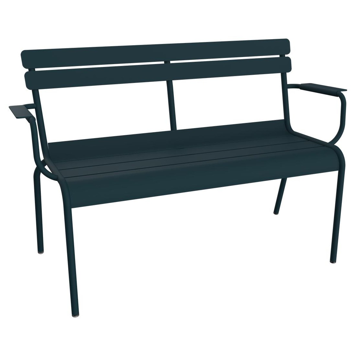 Fermob Luxembourg Banc de jardin 2 places Bleu azur foncé L 131 x l 55.5 x H86cm