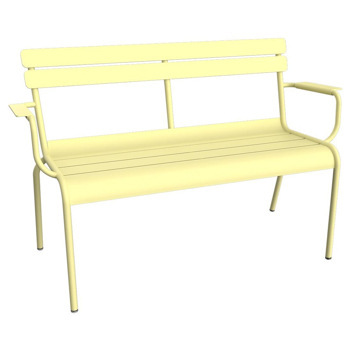 Fermob Luxembourg Banc de jardin 2 places Jaune beurre frais L 131 x l 55.5 x H86cm