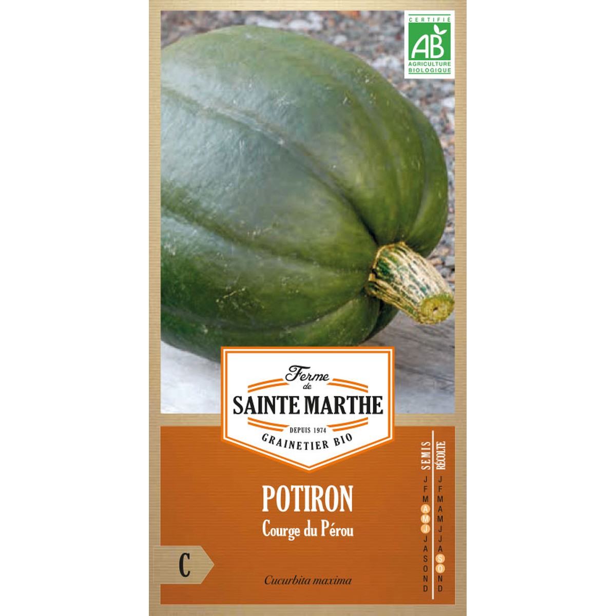 Ferme de Sainte Marthe  Potiron Courge Du Pérou  Environ 15 Graines