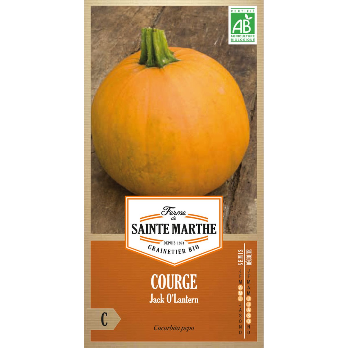 Ferme de Sainte Marthe  Courge Jack O'Lantern  Environ 15 Graines