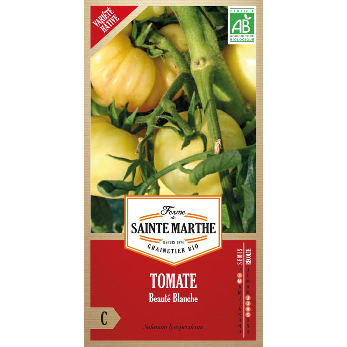 Ferme de Sainte Marthe  Tomate Beauté Blanche  Environ 50 Graines