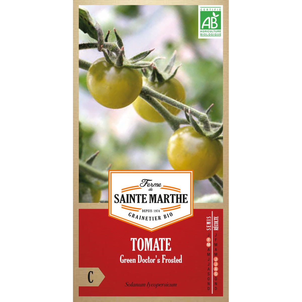 Ferme de Sainte Marthe  Tomate Green Doctor'S Frosted  Environ 50 Graines