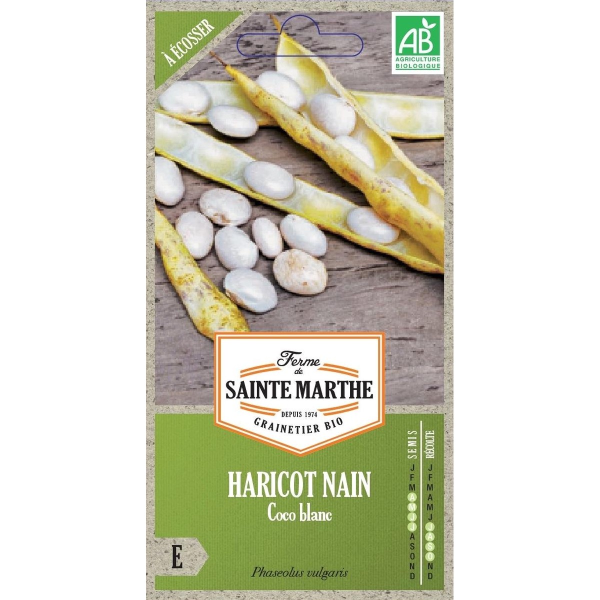 Ferme de Sainte Marthe  Haricot Nain Coco Blanc Précoce à Ecosser  